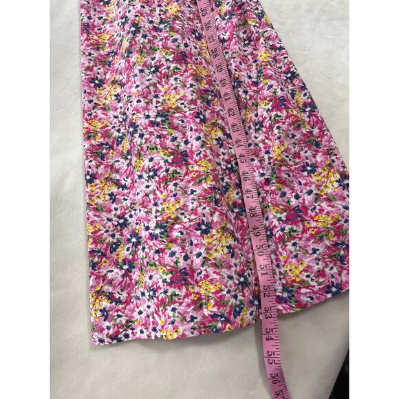 NWT J. Crew Tall Small Puff Sleeve Smocked Waist Midi Dress Pink Floral Fields - Picture 10 of 11